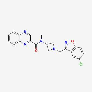 molecular formula C21H18ClN5O2 B2984769 N-[1-[(5-Chloro-1,2-benzoxazol-3-yl)methyl]azetidin-3-yl]-N-methylquinoxaline-2-carboxamide CAS No. 2380191-34-2