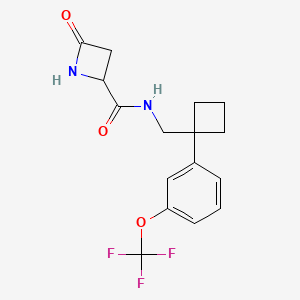 molecular formula C16H17F3N2O3 B2984771 4-Oxo-N-[[1-[3-(trifluoromethoxy)phenyl]cyclobutyl]methyl]azetidine-2-carboxamide CAS No. 2174197-97-6