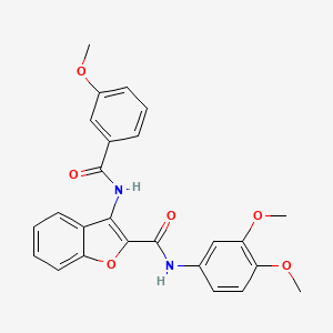 molecular formula C25H22N2O6 B2984773 N-(3,4-dimethoxyphenyl)-3-(3-methoxybenzamido)benzofuran-2-carboxamide CAS No. 888449-00-1