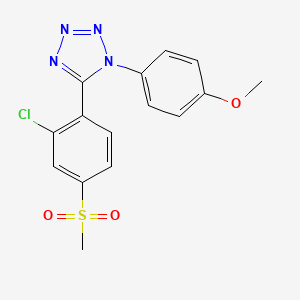 molecular formula C15H13ClN4O3S B2984775 5-[2-chloro-4-(methylsulfonyl)phenyl]-1-(4-methoxyphenyl)-1H-1,2,3,4-tetraazole CAS No. 400089-26-1
