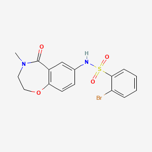 molecular formula C16H15BrN2O4S B2984777 2-bromo-N-(4-methyl-5-oxo-2,3,4,5-tetrahydrobenzo[f][1,4]oxazepin-7-yl)benzenesulfonamide CAS No. 922111-96-4