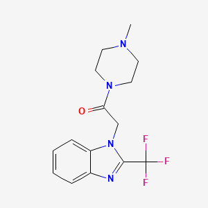 molecular formula C15H17F3N4O B2984778 1-(4-methylpiperazino)-2-[2-(trifluoromethyl)-1H-1,3-benzimidazol-1-yl]-1-ethanone CAS No. 551921-00-7