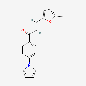 molecular formula C18H15NO2 B2984782 (E)-3-(5-methylfuran-2-yl)-1-(4-pyrrol-1-ylphenyl)prop-2-en-1-one CAS No. 551930-65-5