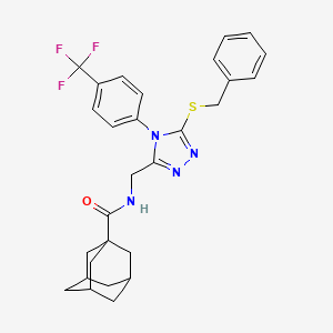 molecular formula C28H29F3N4OS B2984796 N-{[5-(benzylsulfanyl)-4-[4-(trifluoromethyl)phenyl]-4H-1,2,4-triazol-3-yl]methyl}adamantane-1-carboxamide CAS No. 477302-80-0
