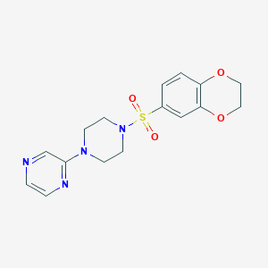 molecular formula C16H18N4O4S B2984822 2-[4-(2,3-Dihydro-1,4-benzodioxin-6-ylsulfonyl)piperazin-1-yl]pyrazine CAS No. 794541-48-3