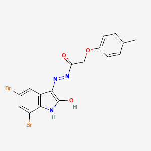 molecular formula C17H13Br2N3O3 B2984824 N'-[(3E)-5,7-dibromo-2-oxo-1,2-dihydro-3H-indol-3-ylidene]-2-(4-methylphenoxy)acetohydrazide CAS No. 294194-76-6