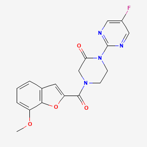 molecular formula C18H15FN4O4 B2984826 1-(5-Fluoropyrimidin-2-yl)-4-(7-methoxy-1-benzofuran-2-carbonyl)piperazin-2-one CAS No. 2310122-59-7