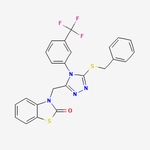 molecular formula C24H17F3N4OS2 B2984827 3-((5-(benzylthio)-4-(3-(trifluoromethyl)phenyl)-4H-1,2,4-triazol-3-yl)methyl)benzo[d]thiazol-2(3H)-one CAS No. 847403-75-2