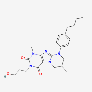 molecular formula C23H31N5O3 B2984828 9-(4-butylphenyl)-3-(3-hydroxypropyl)-1,7-dimethyl-7,8-dihydro-6H-purino[7,8-a]pyrimidine-2,4-dione CAS No. 887864-29-1