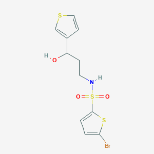 molecular formula C11H12BrNO3S3 B2984829 5-bromo-N-(3-hydroxy-3-(thiophen-3-yl)propyl)thiophene-2-sulfonamide CAS No. 2034299-72-2