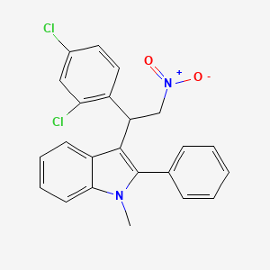 molecular formula C23H18Cl2N2O2 B2984831 3-(1-(2,4-dichlorophenyl)-2-nitroethyl)-1-methyl-2-phenyl-1H-indole CAS No. 314257-92-6