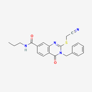 molecular formula C21H20N4O2S B2984834 3-benzyl-2-((cyanomethyl)thio)-4-oxo-N-propyl-3,4-dihydroquinazoline-7-carboxamide CAS No. 946270-39-9