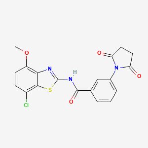 molecular formula C19H14ClN3O4S B2984839 N-(7-chloro-4-methoxybenzo[d]thiazol-2-yl)-3-(2,5-dioxopyrrolidin-1-yl)benzamide CAS No. 886948-70-5