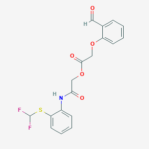 molecular formula C18H15F2NO5S B2984844 [2-[2-(Difluoromethylsulfanyl)anilino]-2-oxoethyl] 2-(2-formylphenoxy)acetate CAS No. 927277-53-0