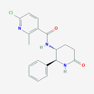 B2984958 6-Chloro-2-methyl-N-[(2S,3R)-6-oxo-2-phenylpiperidin-3-yl]pyridine-3-carboxamide CAS No. 2418597-08-5