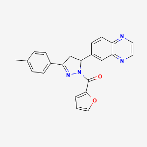 molecular formula C23H18N4O2 B2984967 furan-2-yl(5-(quinoxalin-6-yl)-3-(p-tolyl)-4,5-dihydro-1H-pyrazol-1-yl)methanone CAS No. 946378-87-6