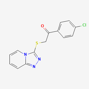 molecular formula C14H10ClN3OS B2984969 1-(4-Chlorophenyl)-2-([1,2,4]triazolo[4,3-a]pyridin-3-ylthio)ethanone CAS No. 690643-05-1