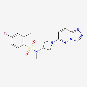 molecular formula C16H17FN6O2S B2984970 N-(1-([1,2,4]triazolo[4,3-b]pyridazin-6-yl)azetidin-3-yl)-4-fluoro-N,2-dimethylbenzenesulfonamide CAS No. 2310040-18-5