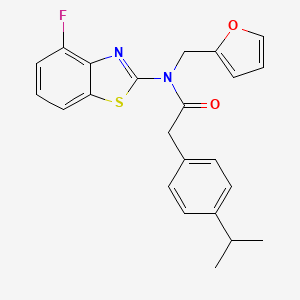 molecular formula C23H21FN2O2S B2985024 N-(4-fluorobenzo[d]thiazol-2-yl)-N-(furan-2-ylmethyl)-2-(4-isopropylphenyl)acetamide CAS No. 923394-16-5