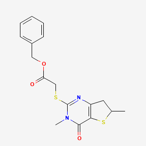 Benzyl 2-((3,6-dimethyl-4-oxo-3,4,6,7-tetrahydrothieno[3,2-d]pyrimidin-2-yl)thio)acetate