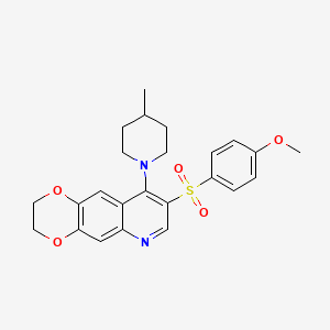 molecular formula C24H26N2O5S B2985060 1-[8-(4-methoxybenzenesulfonyl)-2H,3H-[1,4]dioxino[2,3-g]quinolin-9-yl]-4-methylpiperidine CAS No. 897624-40-7