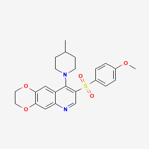 4-Methoxyphenyl [9-(4-methylpiperidino)-2,3-dihydro[1,4]dioxino[2,3-g]quinolin-8-yl] sulfone