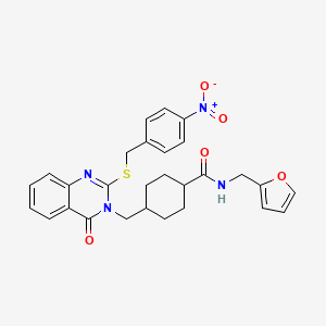 N-(furan-2-ylmethyl)-4-[(2-{[(4-nitrophenyl)methyl]sulfanyl}-4-oxo-3,4-dihydroquinazolin-3-yl)methyl]cyclohexane-1-carboxamide