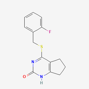 4-((2-fluorobenzyl)thio)-6,7-dihydro-1H-cyclopenta[d]pyrimidin-2(5H)-one