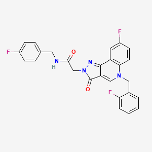 molecular formula C26H19F3N4O2 B2985101 2-(8-fluoro-5-(2-fluorobenzyl)-3-oxo-3,5-dihydro-2H-pyrazolo[4,3-c]quinolin-2-yl)-N-(4-fluorobenzyl)acetamide CAS No. 931929-53-2