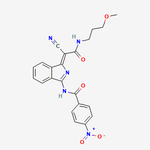 (Z)-N-(1-(1-cyano-2-((3-methoxypropyl)amino)-2-oxoethylidene)-1H-isoindol-3-yl)-4-nitrobenzamide