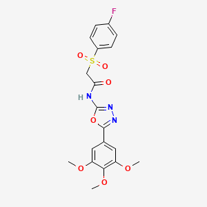 2-((4-fluorophenyl)sulfonyl)-N-(5-(3,4,5-trimethoxyphenyl)-1,3,4-oxadiazol-2-yl)acetamide