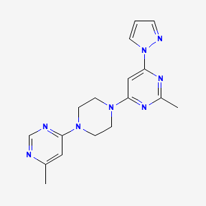 molecular formula C17H20N8 B2985149 2-Methyl-4-[4-(6-methylpyrimidin-4-yl)piperazin-1-yl]-6-pyrazol-1-ylpyrimidine CAS No. 2415487-93-1