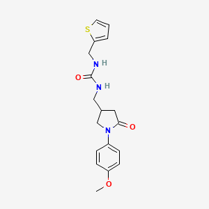 molecular formula C18H21N3O3S B2985161 1-((1-(4-Methoxyphenyl)-5-oxopyrrolidin-3-yl)methyl)-3-(thiophen-2-ylmethyl)urea CAS No. 946351-82-2