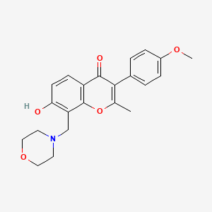molecular formula C22H23NO5 B2985164 7-Hydroxy-3-(4-methoxyphenyl)-2-methyl-8-(morpholin-4-ylmethyl)chromen-4-one CAS No. 847179-76-4