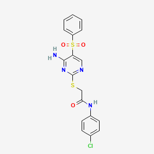 2-((4-amino-5-(phenylsulfonyl)pyrimidin-2-yl)thio)-N-(4-chlorophenyl)acetamide