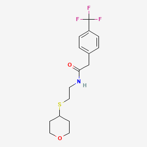 molecular formula C16H20F3NO2S B2985185 N-[2-(oxan-4-ylsulfanyl)ethyl]-2-[4-(trifluoromethyl)phenyl]acetamide CAS No. 1903644-46-1