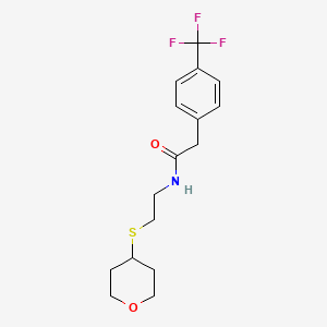 N-(2-((tetrahydro-2H-pyran-4-yl)thio)ethyl)-2-(4-(trifluoromethyl)phenyl)acetamide