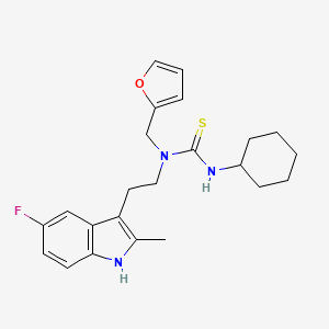 3-cyclohexyl-1-(2-(5-fluoro-2-methyl-1H-indol-3-yl)ethyl)-1-(furan-2-ylmethyl)thiourea
