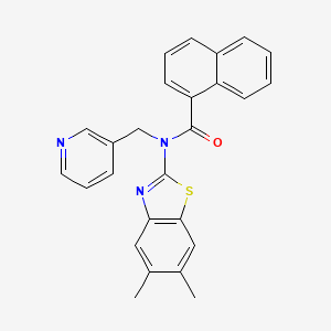 molecular formula C26H21N3OS B2985218 N-(5,6-dimethylbenzo[d]thiazol-2-yl)-N-(pyridin-3-ylmethyl)-1-naphthamide CAS No. 922839-71-2