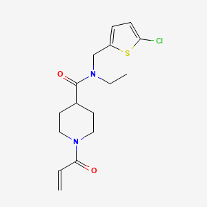 molecular formula C16H21ClN2O2S B2985222 N-[(5-Chlorothiophen-2-yl)methyl]-N-ethyl-1-prop-2-enoylpiperidine-4-carboxamide CAS No. 2361688-14-2