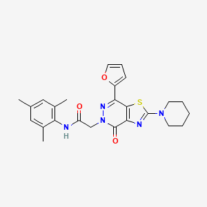 molecular formula C25H27N5O3S B2985223 2-(7-(furan-2-yl)-4-oxo-2-(piperidin-1-yl)thiazolo[4,5-d]pyridazin-5(4H)-yl)-N-mesitylacetamide CAS No. 1105208-17-0