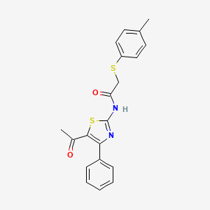 molecular formula C20H18N2O2S2 B2985227 N-(5-acetyl-4-phenylthiazol-2-yl)-2-(p-tolylthio)acetamide CAS No. 895454-93-0