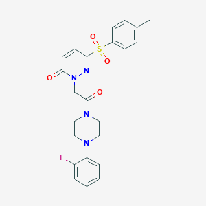 molecular formula C23H23FN4O4S B2985228 2-(2-(4-(2-fluorophenyl)piperazin-1-yl)-2-oxoethyl)-6-tosylpyridazin-3(2H)-one CAS No. 1286727-51-2
