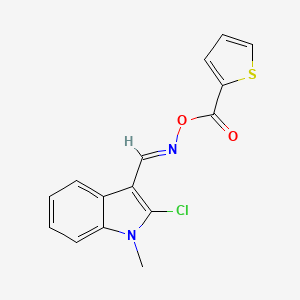 molecular formula C15H11ClN2O2S B2985249 2-chloro-1-methyl-3-({[(2-thienylcarbonyl)oxy]imino}methyl)-1H-indole CAS No. 477887-48-2
