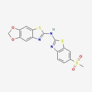 molecular formula C16H11N3O4S3 B2985268 N-(6-(methylsulfonyl)benzo[d]thiazol-2-yl)-[1,3]dioxolo[4',5':4,5]benzo[1,2-d]thiazol-6-amine CAS No. 862976-74-7