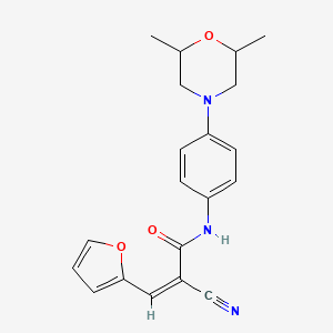 molecular formula C20H21N3O3 B2985270 (Z)-2-cyano-N-[4-(2,6-dimethylmorpholin-4-yl)phenyl]-3-(furan-2-yl)prop-2-enamide CAS No. 1356782-94-9