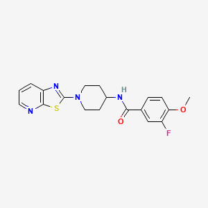 molecular formula C19H19FN4O2S B2985273 3-fluoro-4-methoxy-N-(1-(thiazolo[5,4-b]pyridin-2-yl)piperidin-4-yl)benzamide CAS No. 2034242-99-2