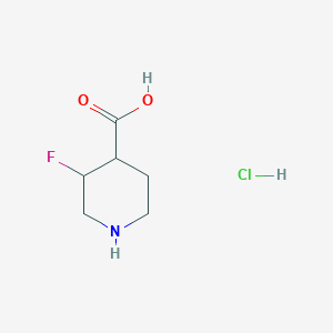 molecular formula C6H11ClFNO2 B2985276 3-Fluoropiperidine-4-carboxylic acid hydrochloride CAS No. 1781035-24-2
