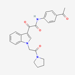 molecular formula C24H23N3O4 B2985280 N-(4-acetylphenyl)-2-oxo-2-[1-(2-oxo-2-pyrrolidin-1-ylethyl)indol-3-yl]acetamide CAS No. 872849-48-4