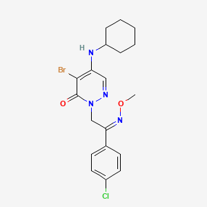 molecular formula C19H22BrClN4O2 B2985283 4-bromo-2-[2-(4-chlorophenyl)-2-(methoxyimino)ethyl]-5-(cyclohexylamino)-3(2H)-pyridazinone CAS No. 477860-47-2
